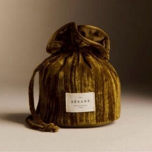 NWOT Sezane Olive Gold Velvet Cosmetic/Jewelry Bag